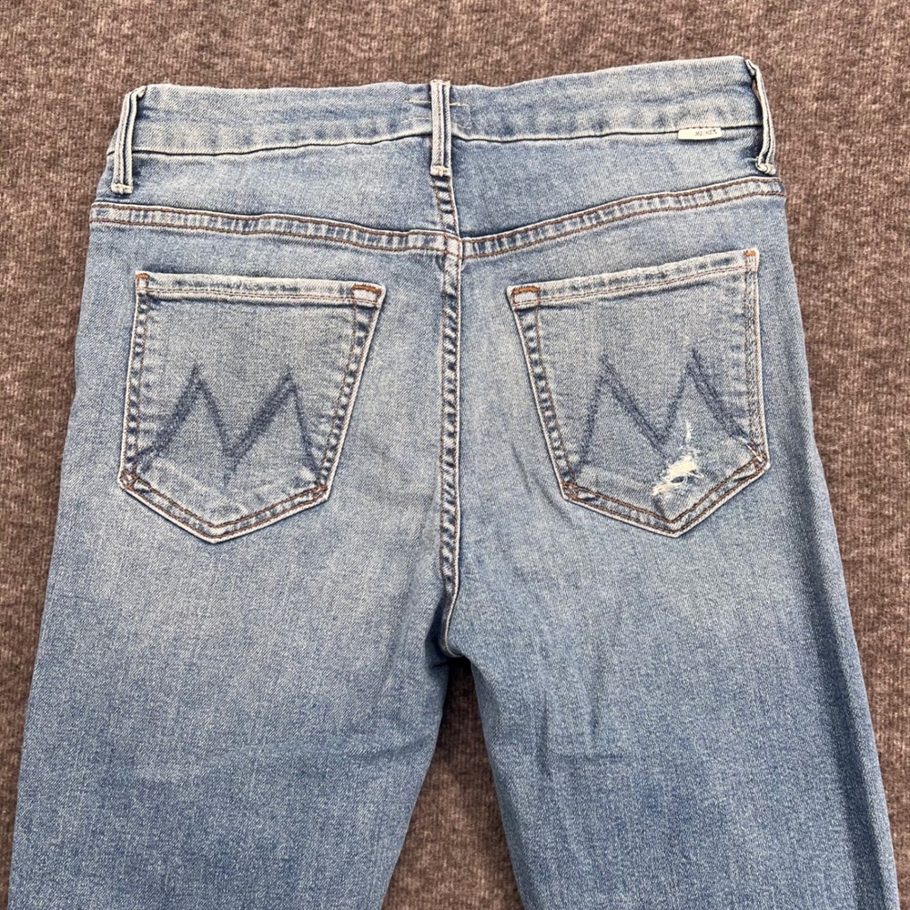 Mother The Looker High Rise Skinny Crop Distressed Frayed Hem Blue Jeans Size 28 - Picture 7 of 14